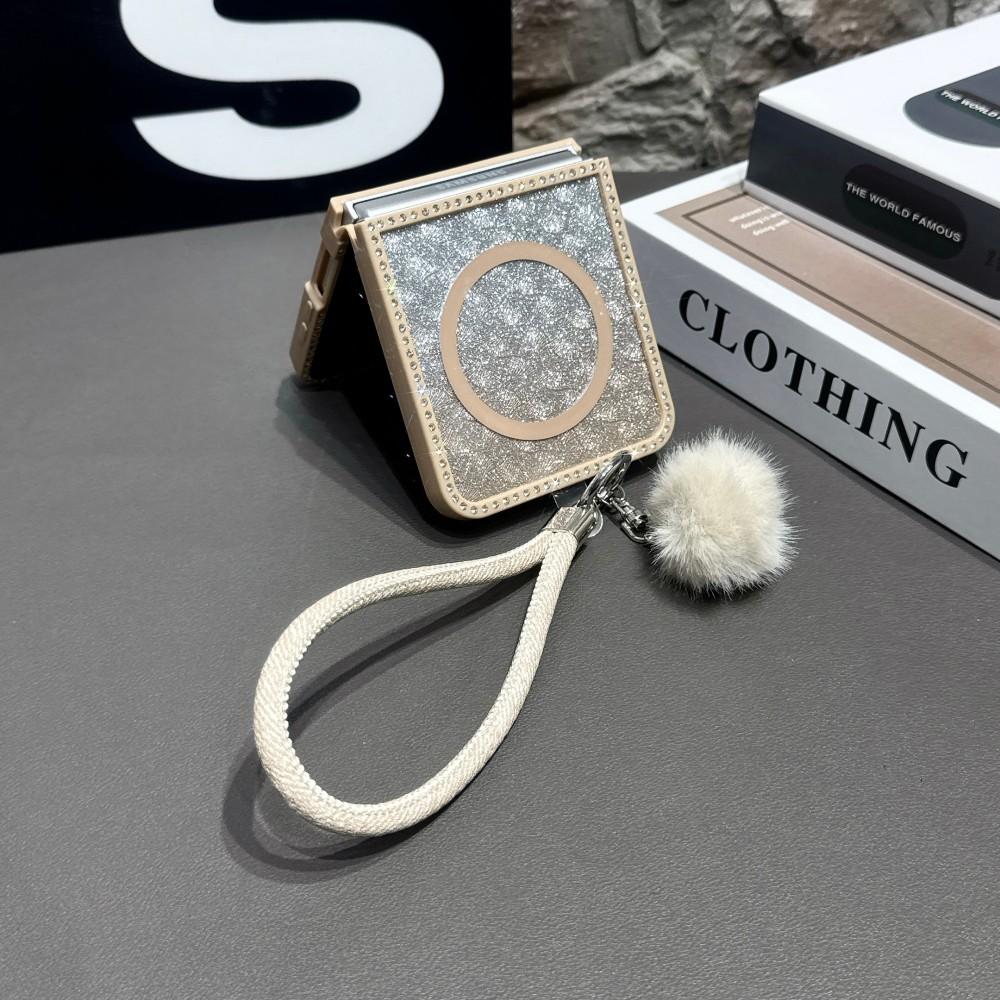 Jewelled Phone Case For Samsung Galaxy Z Flip 7 6 5 5G Magnetic Wireless Charger PC Hard Shell Protective Bracelet Back Cover