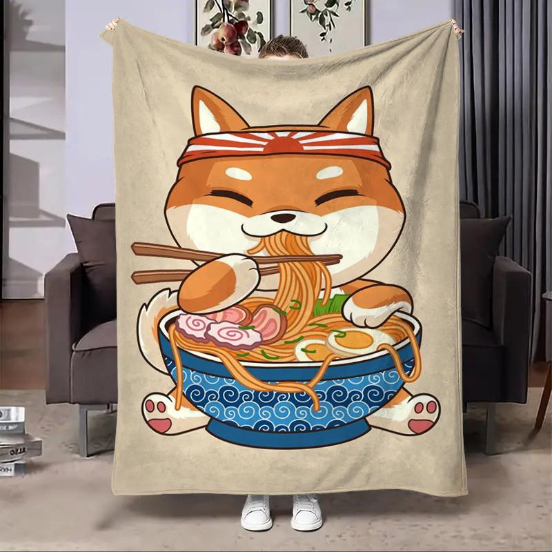 8 Sizes Anime Ramen Printed Blanket Warm Soft and Comfortable Home Travel Blanket Sofa Bedding Cover Blanket Kids Gamer Gift