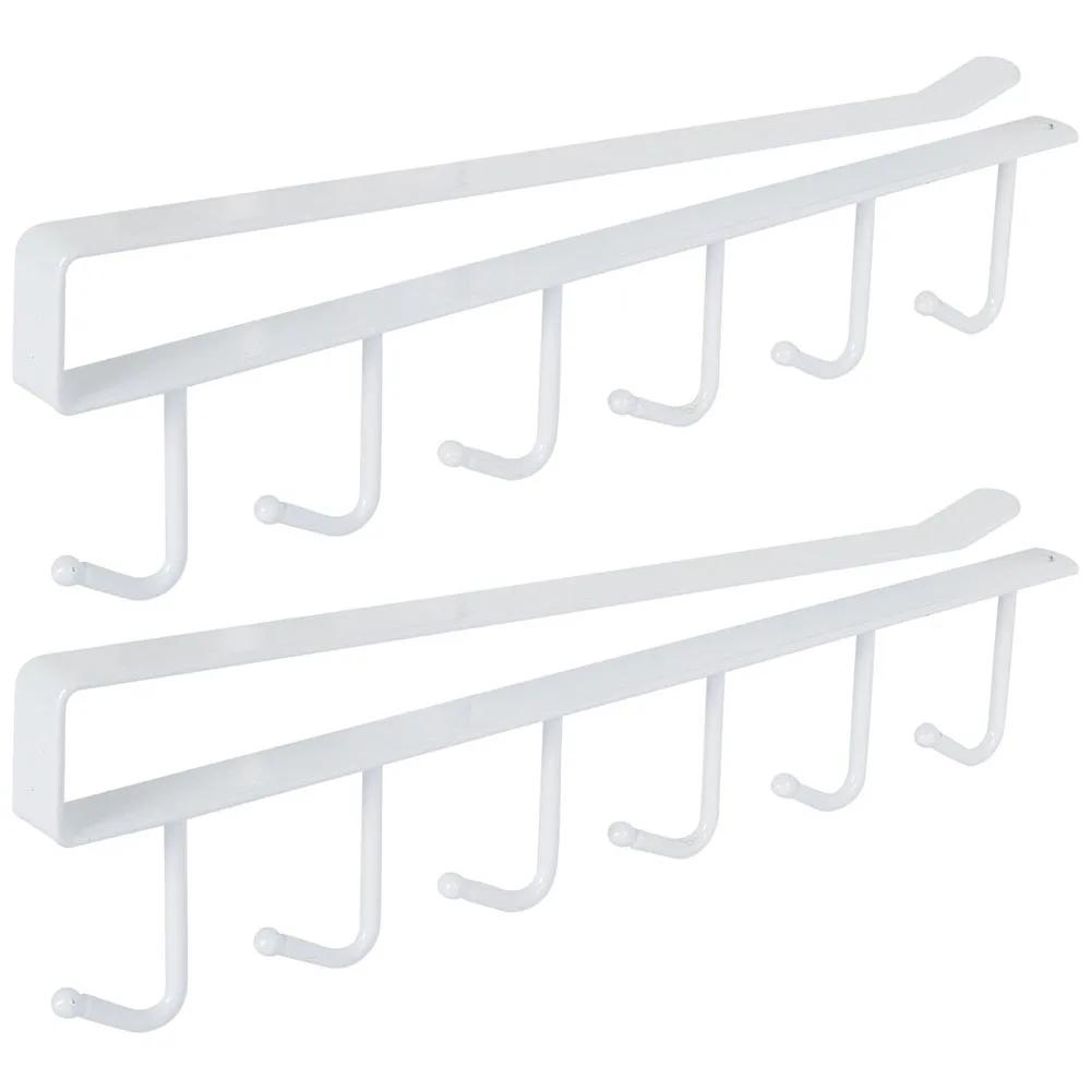 6 Hook Coffee Cup Mug Holder Black White Hooks Shelf Multifunction Kitchen Cabinet Sundries Organizer Storage Hanger