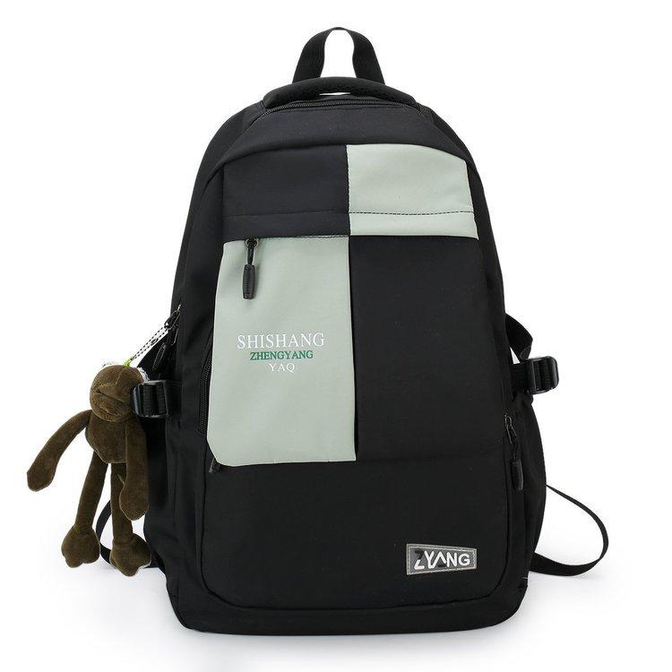 Schoolbag couple schoolbag male new Korean version Harajuku contrasting color double backpack female high school college student casual double