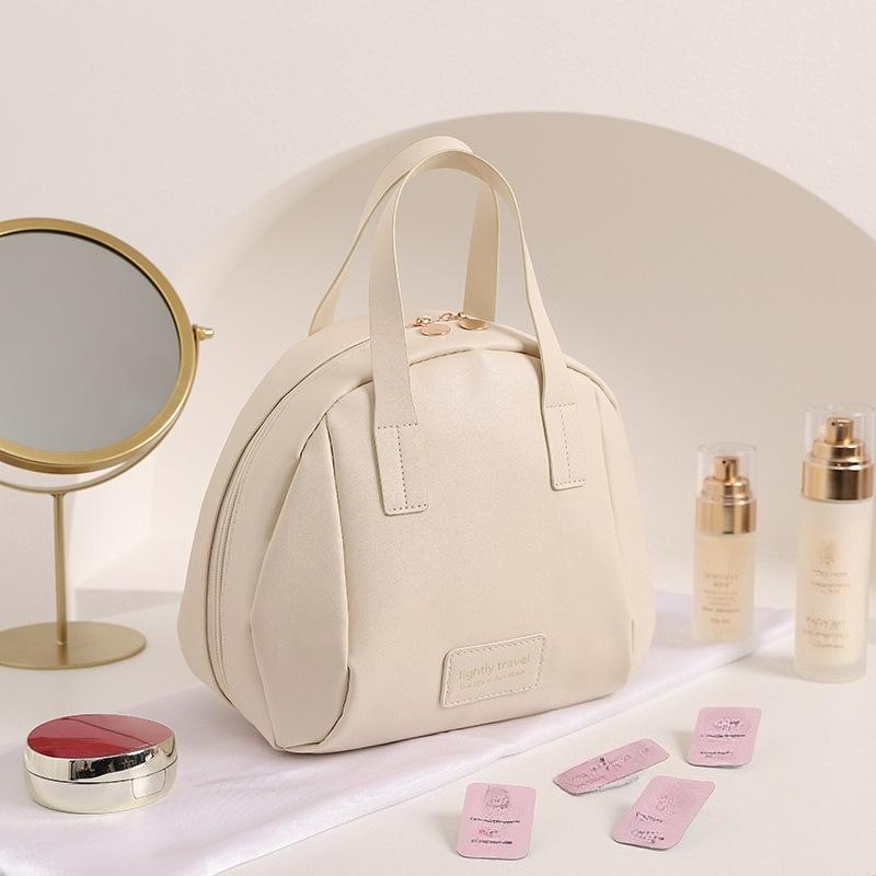 

2025 Дизайн бренда Портативная косметичка Ракушка Ручная Большая вместимость Сумка для хранения для путешествий в ванной комнате Сумка для хранения средств по уходу за кожей ZS05 бежевый