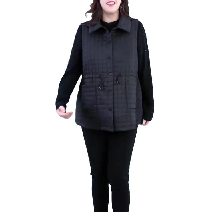 Plus Size Quilted Vest: Autumn & Winter Casual, Slimming Outerwear for Middle-Aged Women