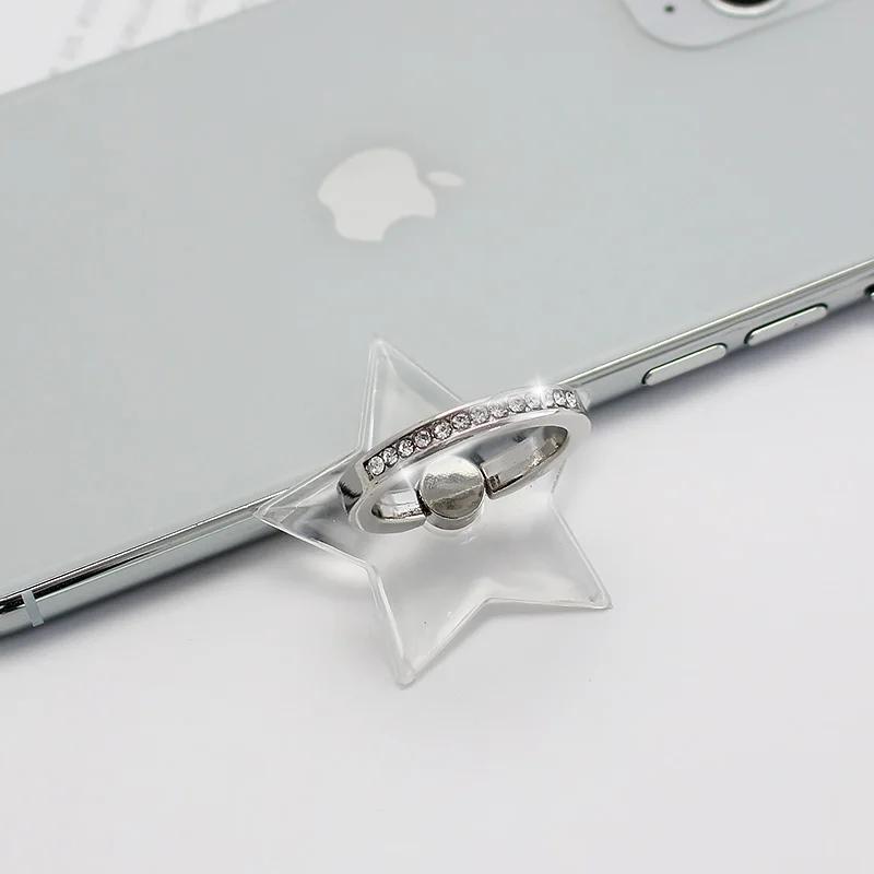 Transparent Finger Ring Mobile Phone Holder Universal Smartphone Clear Stand Support Cell Phone Car Mount For iPhone 15 Xiaomi