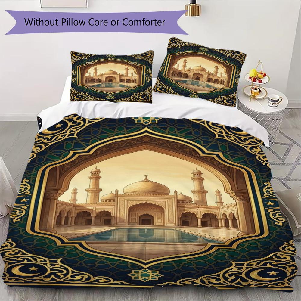 Muslim Pattern Bedding uilt Set uilt Cover Pillowcase Home Decoration Birthday Gift (1 * duvet cover + 2 * pillowcase  without core)127