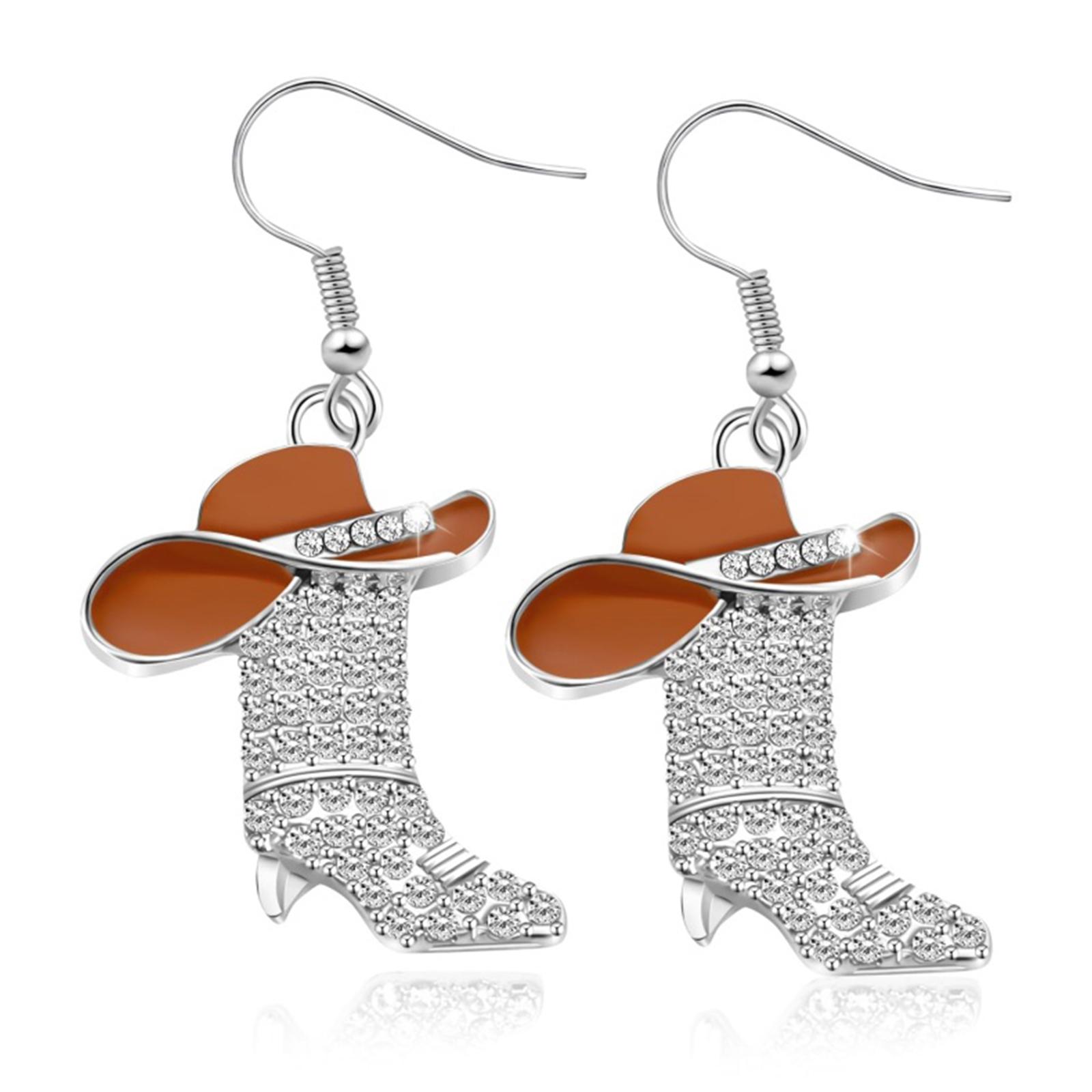 Серьги-подвески в виде ковбойской шляпы и ковбойского сапога для женщин