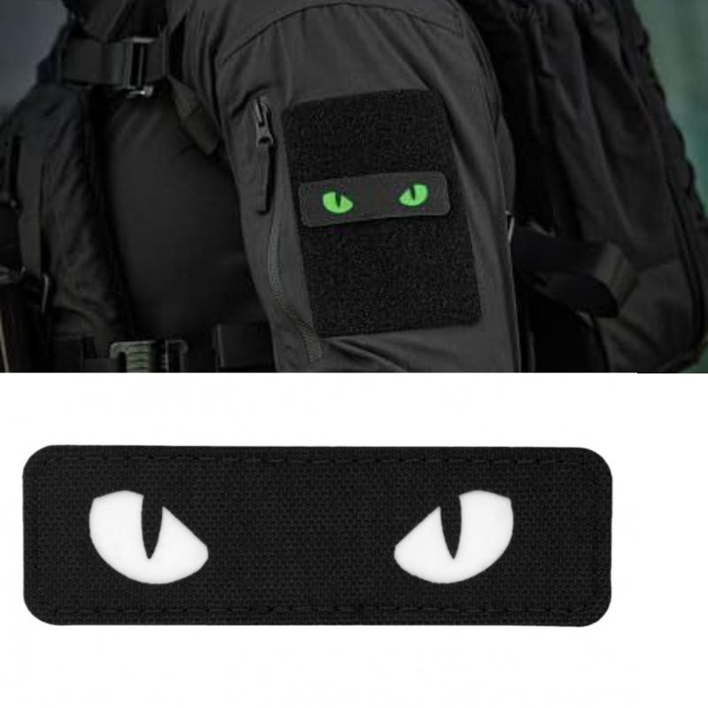 Military Morale Embroidered Patches Cat Eyes Patches Tactical Motorcycle Biker Tags Hook And Loop Badge Emblem For Backpack