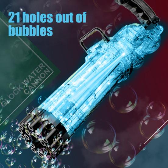 21-Hole Bubble Blower Toy Automatic Bubble Machine with Music & Lights Romantic Atmosphere Bubble Maker for Kids Outdoor Birthday Party Favors