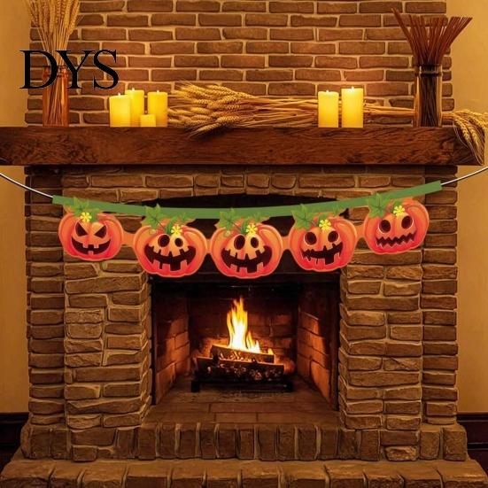 Store Event Decorations Halloween Pumpkin Banner ,Spooky Hanging Garland, Happy Festive Flag Party Decoration for Porch Fence, Photo Setting Backdrop