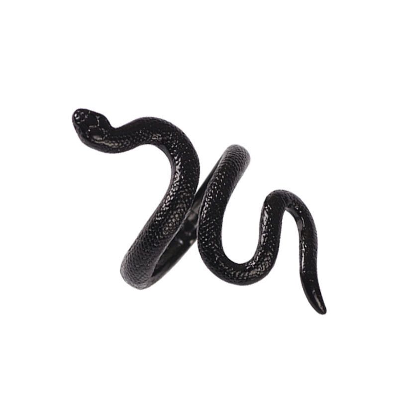 Fashion Spirit Snake Black Ring Geometric Open Adjustable Animal Domineering Jewelry Decoration Horror Dark Ring