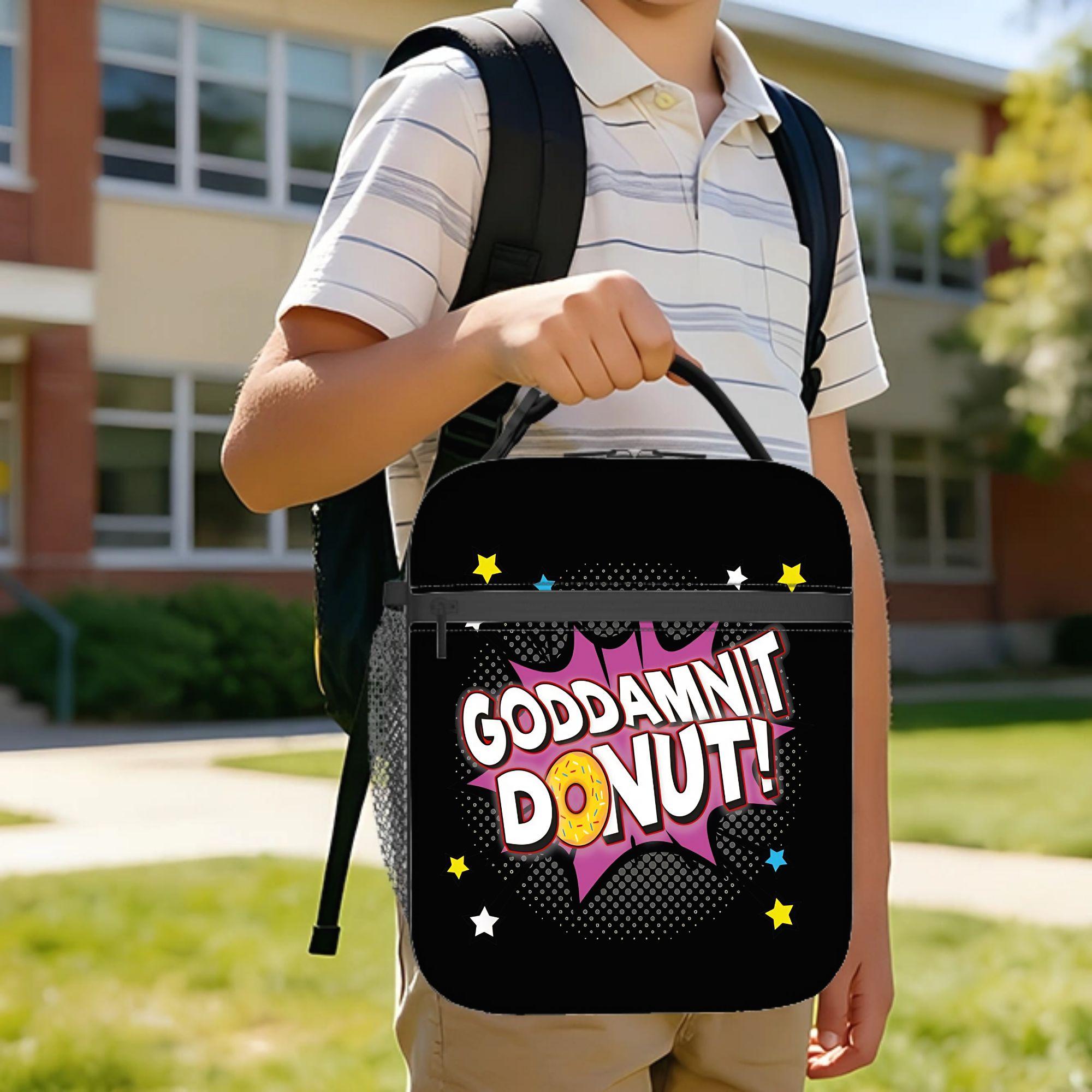 Goddamnit Donut Insulated Lunch Bag Cooler Bag Reusable,Meal Container Dungeon Crawler Carl Large Lunch Box Tote Food Handbags One Size