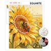 Sunflower and Bee Pattern 5D Pearl Painting Kit with Frame DIY Sparkling Bead Canvas Art Relaxing Craft for Home Wall Decor