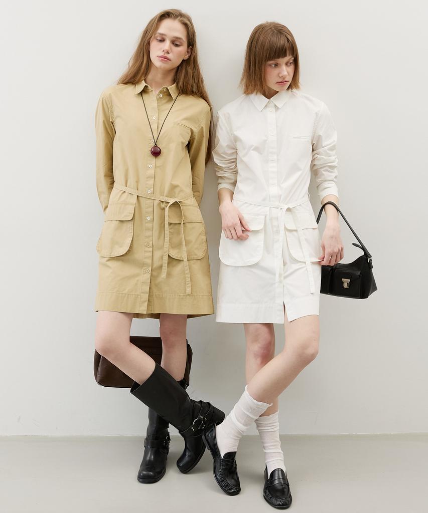 City Breeze Utility Belted Dress_White