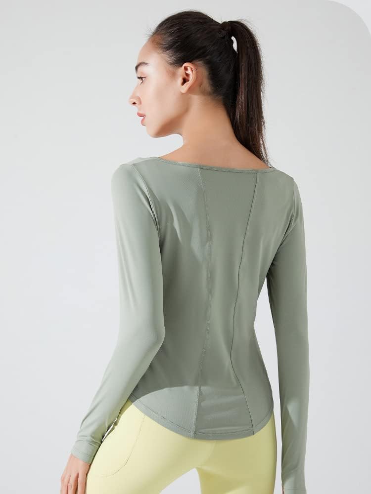 Yuoku Long Sleeve Yoga Top with Thumb Holes for Sports and Perfect for and Sportswear Women's Fitness, Shirt, Moisture-Wicking, Quick-Drying, Stretch,