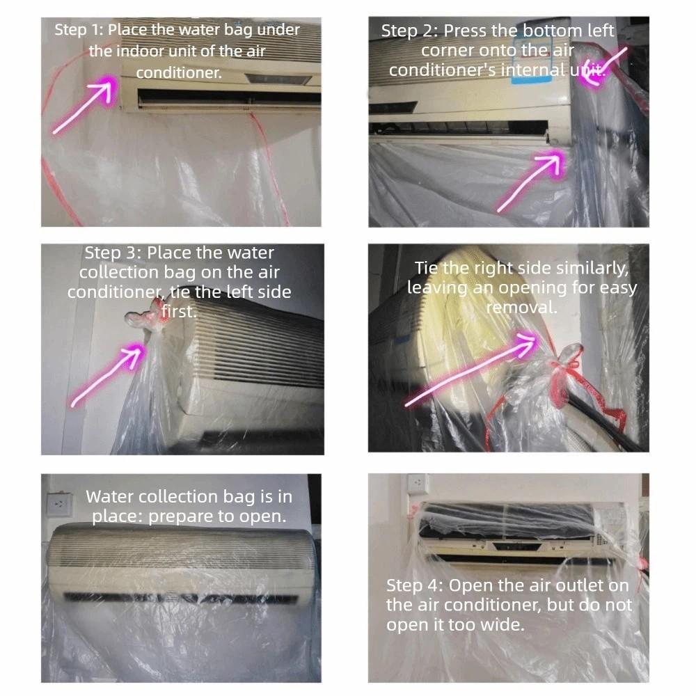 4PCS Transparent AC Sewage Collecting Bag Disposable Air Conditioner Sewage Bag Industry