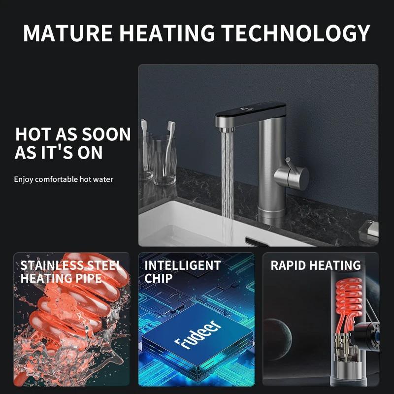 3400W 220V Electric Kitchen Water Heater Tap Instant Hot Stainless Steel Water Faucet Heater Cold Heating Faucet