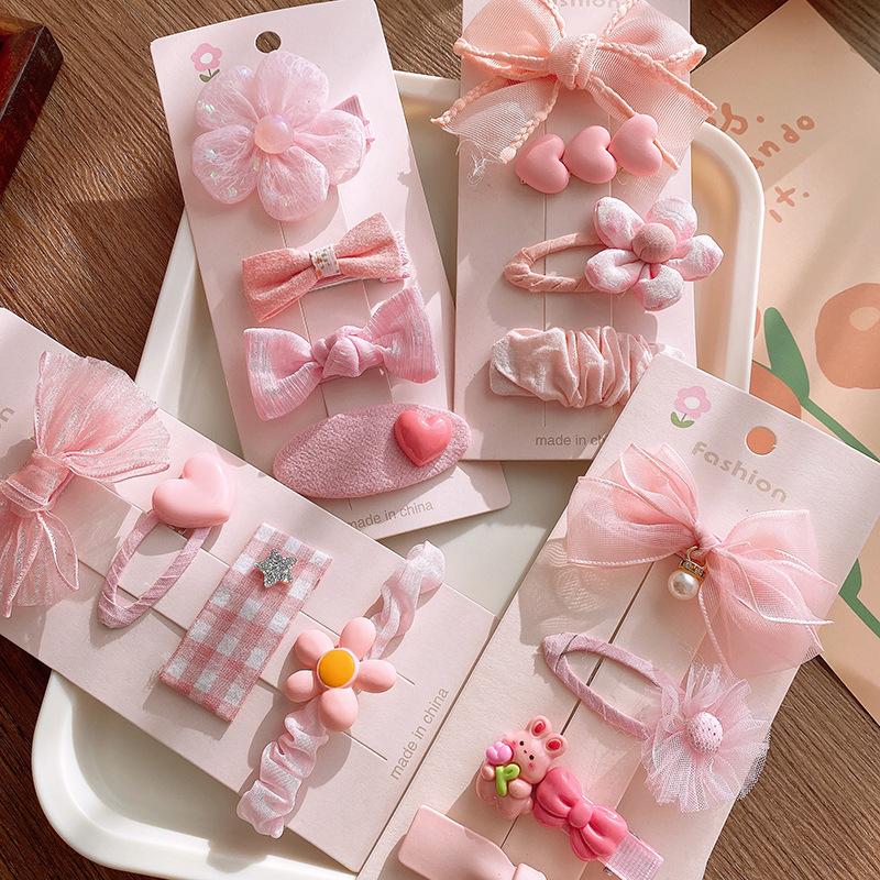 4-piece New Spring Pink Tulle Bow BB Clips for girls.Light Tulle Texture,sweet Pink-rose color,Korean style.Versatile for Bangs