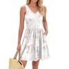 Women's Summer Fashion Casual V-neck Pleated Stitching Small Floral Print Sleeveless Vest Dress With Pockets