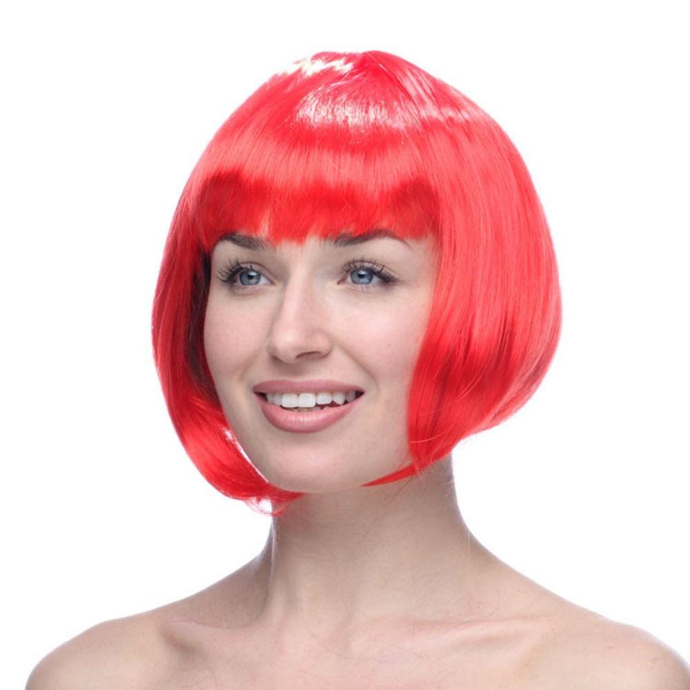 Funny Women Bobo Wig Pink Short Straight Hair Cosplay Party Bob Hair  Makeup Party