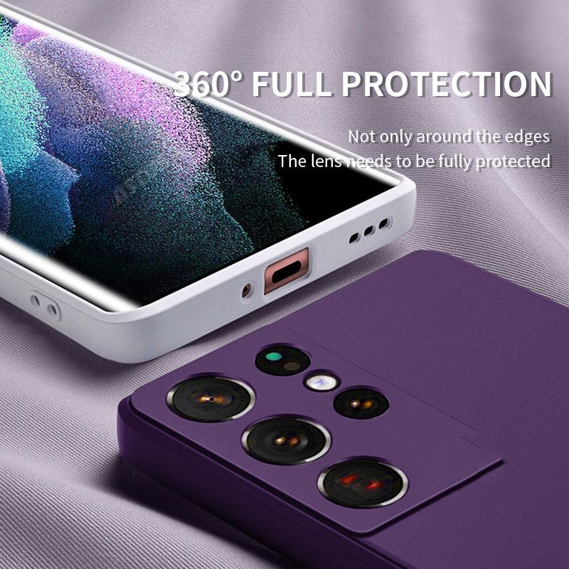Coque Carrée de Luxe en Silicone Liquide Pour Samsung Galaxy S26 S25 S24 S23 FE S22 Ultra S21 S20 S10 Plus A52 A53 A54 A33 A72 A32 4G 5G Housse Souple