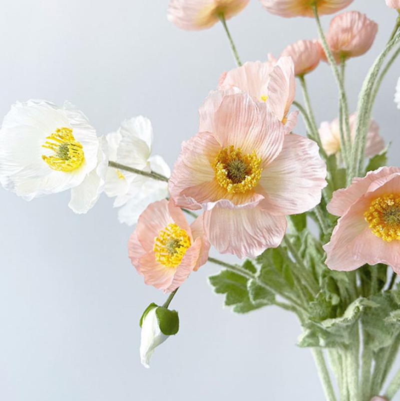 High Quality Beautiful Artificial Poppy Silk Flowers Fake Flower For Home