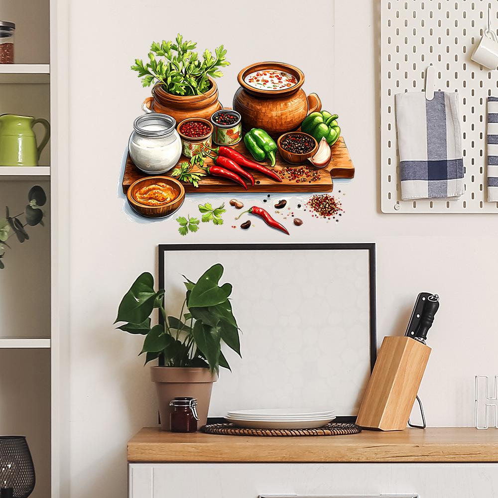 Painted Fruit and Vegetable Cutting Board Kitchen Restaurant Home Wall Beautification Decoration Wall Stickers