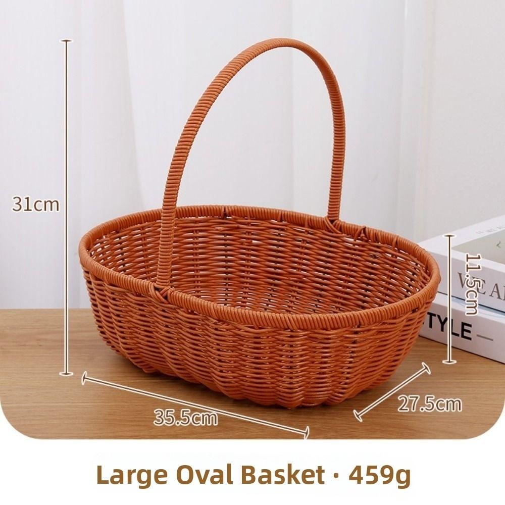 With Handle Imitation Rattan Storage Baskets Handwoven 8 Styles Handhold Weaving Basket Household Vegetable Fruit Flowers Basket