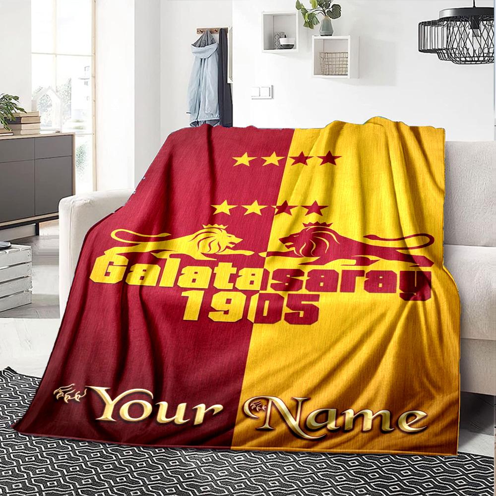 Name Custom Galatasaray Print Flannel Blanket High Quality Warm Comfortable Cover for All Seasons Perfect for Gifts Home Decor