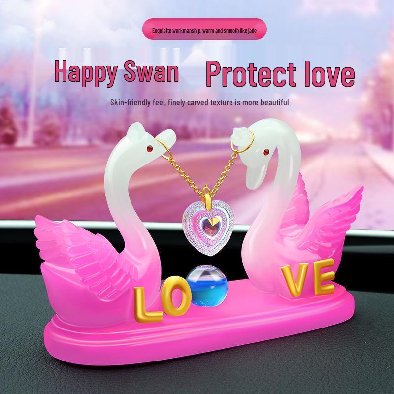 Elegance Swan Couple Car Ornaments - High-End Perfume Decor for Center Console