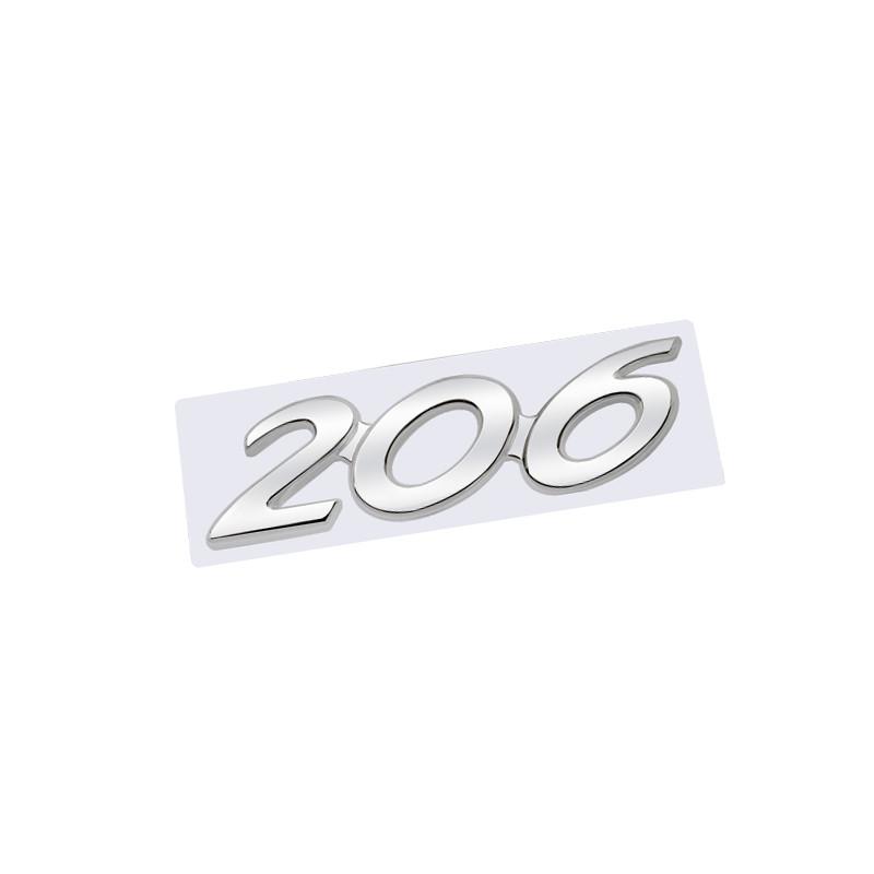 1Pc 3D Glossy Black Chrome Silver 206 Metal Logo Emblem Badge Decal Car Sticker for Peugeot 206 Car Accessories