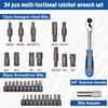 INJOYTEC Socket Wrench Ratchet Magnetic Drill Auto Repair Car Garage Bicycle Convenient Home Maintenance Work Includes Dedicated Storage Case 34-Piece