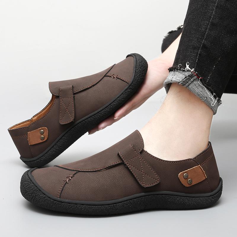 Fashion Genuine Leather Mens Leisure Walk Flats New Handmade Outdoor Loafers Man Casual Driving Shoes Vintage Style Male Hiking Footwear