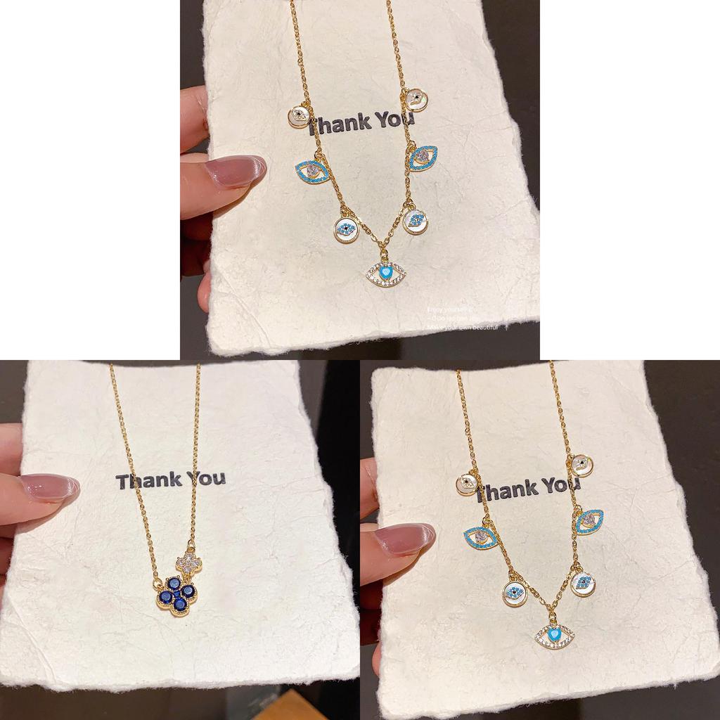 Damen-Anhänger-Halskette in Goldton mit Glücksklee-Motiv und Zirkon-Verzierung