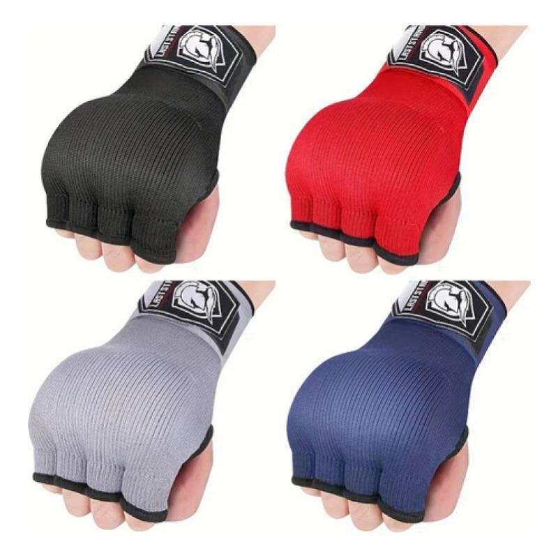Half Finger Boxing Gloves Muay Thai Fighting Gel Padded Gloves 2 In 1 Hand Wraps Knuckle Wrist Strap Protective Training Gloves