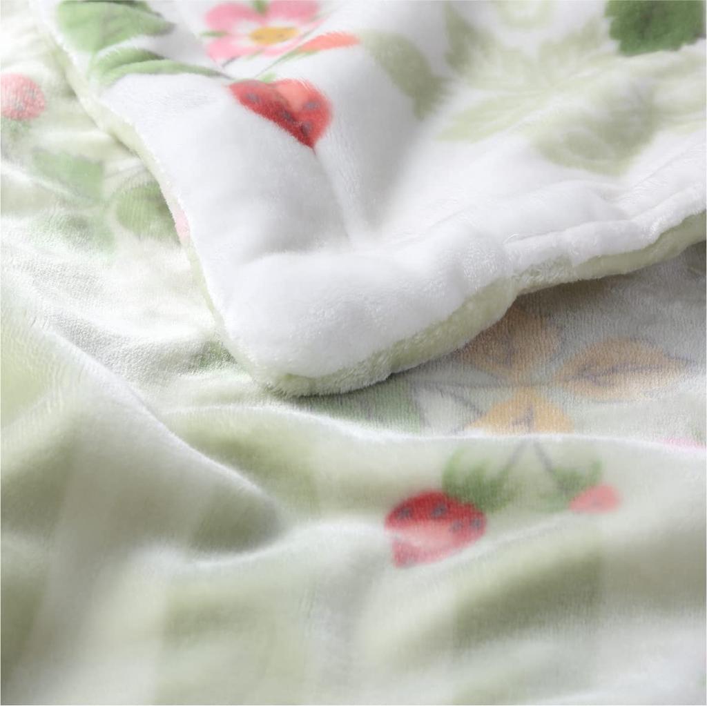 Nishikawa [Nishikawa] Single Washable Blanket, Wedgwood Wild Strawberry, Two-Piece, Reversible, Winter, Green, FQ02805031