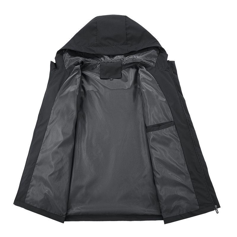 Men's Spring/Autumn Lightweight Hooded Workwear Jacket - European Size, Loose Fit, Casual Single-layer