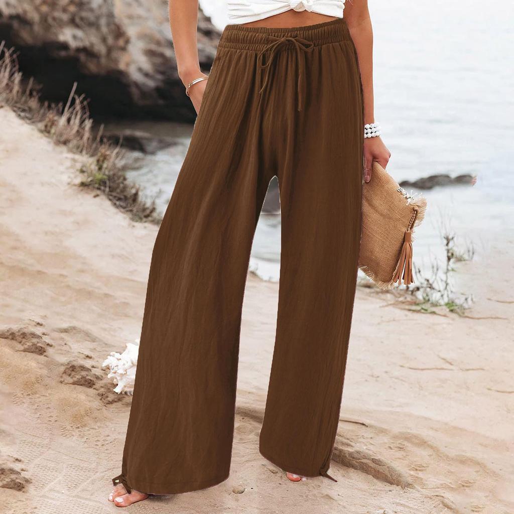 2023 Elastic Solid Color Wide-Leg Casual Long Pants - Hot Style for Europe and America