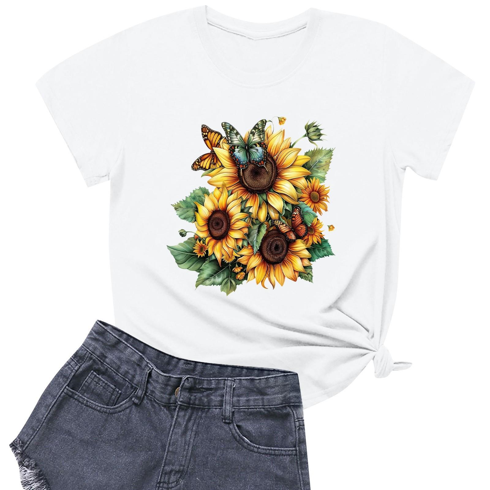 

Женская модная повседневная футболка с круглым вырезом и короткими рукавами M белый