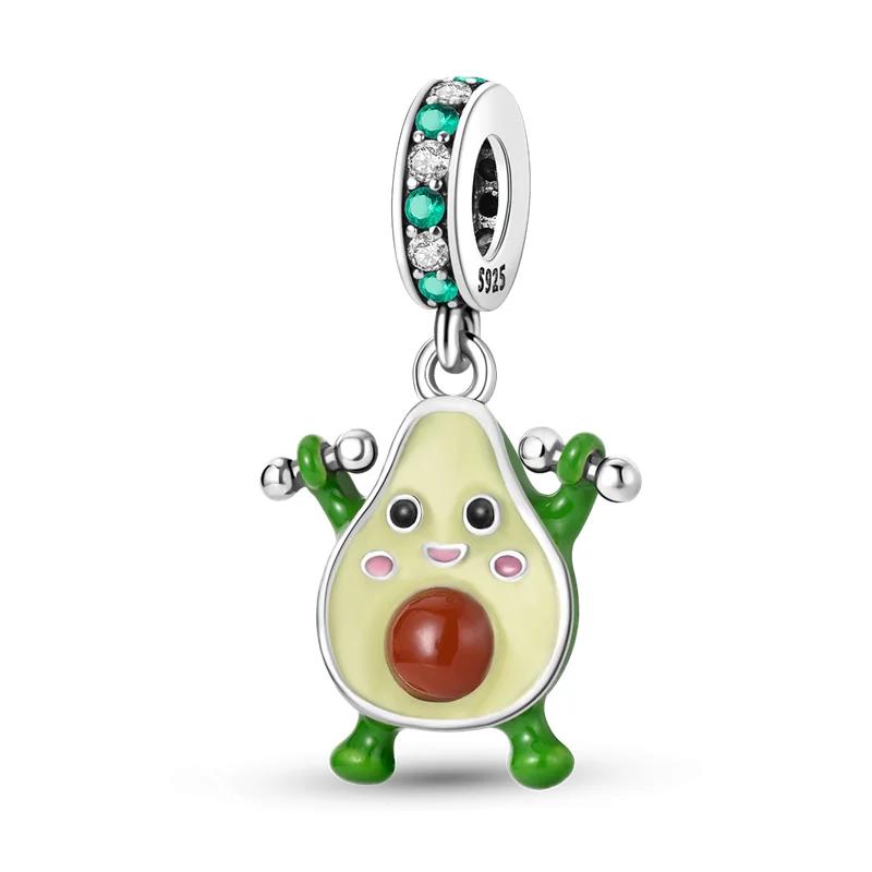 925 Silver Cute Lollipop Ice Cream Pendant Charms Cake Fruit Candy Donut Apple Pizza Beads Necklace DIY Bracelet Jewellery Gift