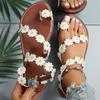 Summer Women Sandals Outdoor Open Toe Shoes Women Bohemian Lightweight Sandals Flower Flat Sandals Plus Size Holiday Beach Shoes