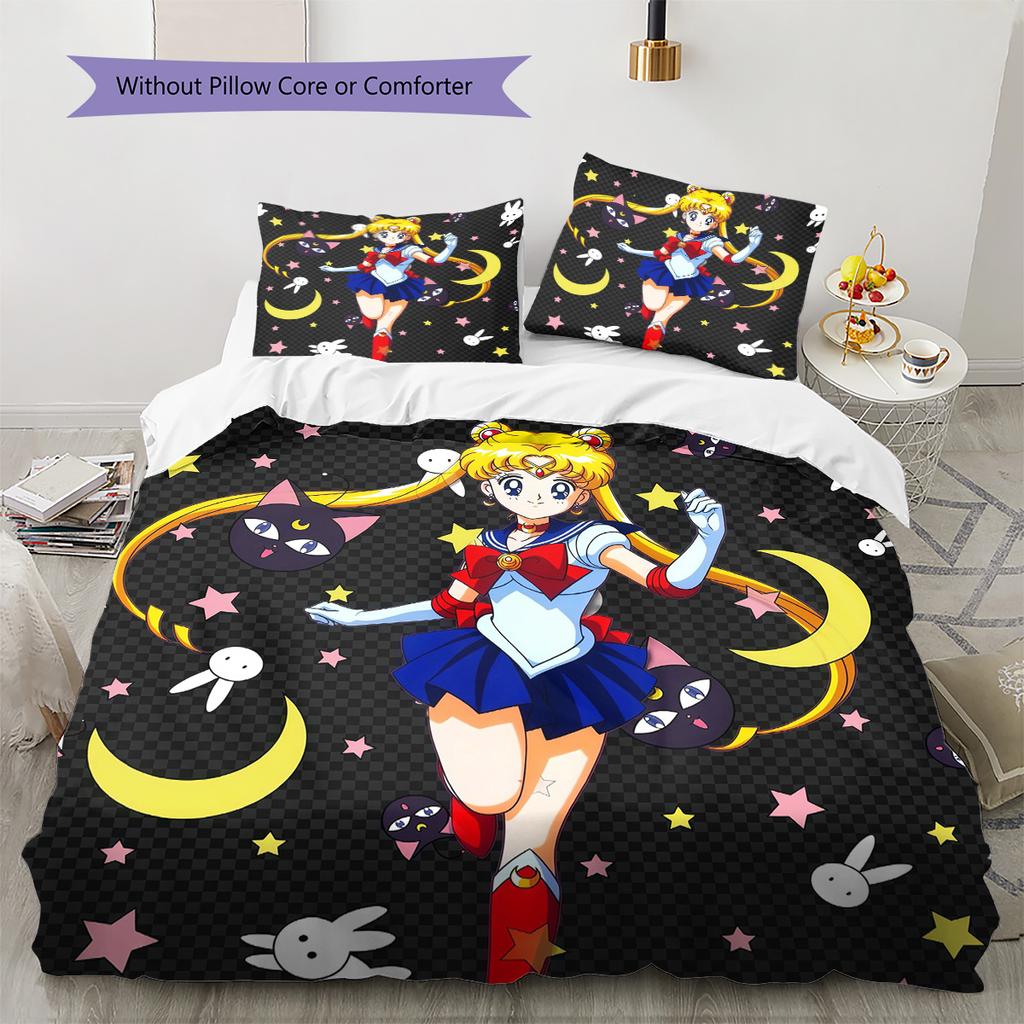 Set Copripiumino con Motivo Sailor Moon3 Decorazione per la Casa Regalo (1 * copripiumino + 2 * federe senza imbottitura)