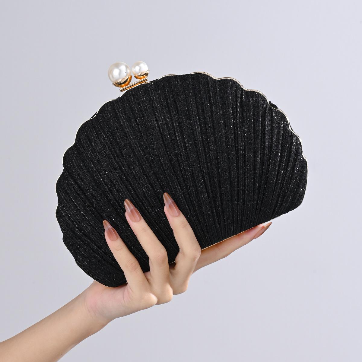

New light luxury dinner bag, European and American fashion versatile women s pearl handbag, dress bag чёрный