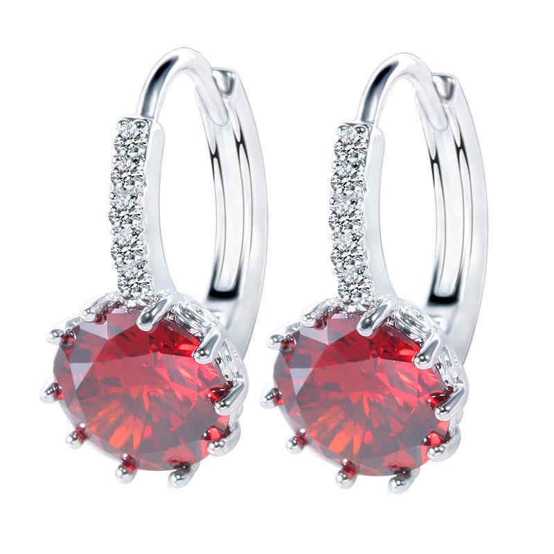 Big Sale 925 Silver Loop Hoop Earrings Candy Color Cubic Zircon Charms Women Jewelry Wedding Accessory Brincos