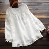 Blusa Donna Girocollo Manica Lunga Orlo Arricciato Irregolare Taglia Grande Camicia Larga Top Dolci Monocolore Moda Elegante Casual Abbigliamento Semplice
