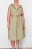 Women's Plus Size Dress New Season Fashion Green Straw Belt Woven Dress