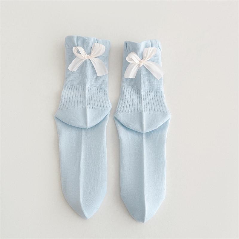 Women's Summer Thin Sweet Bow Mesh Breathable Mid Tube Socks