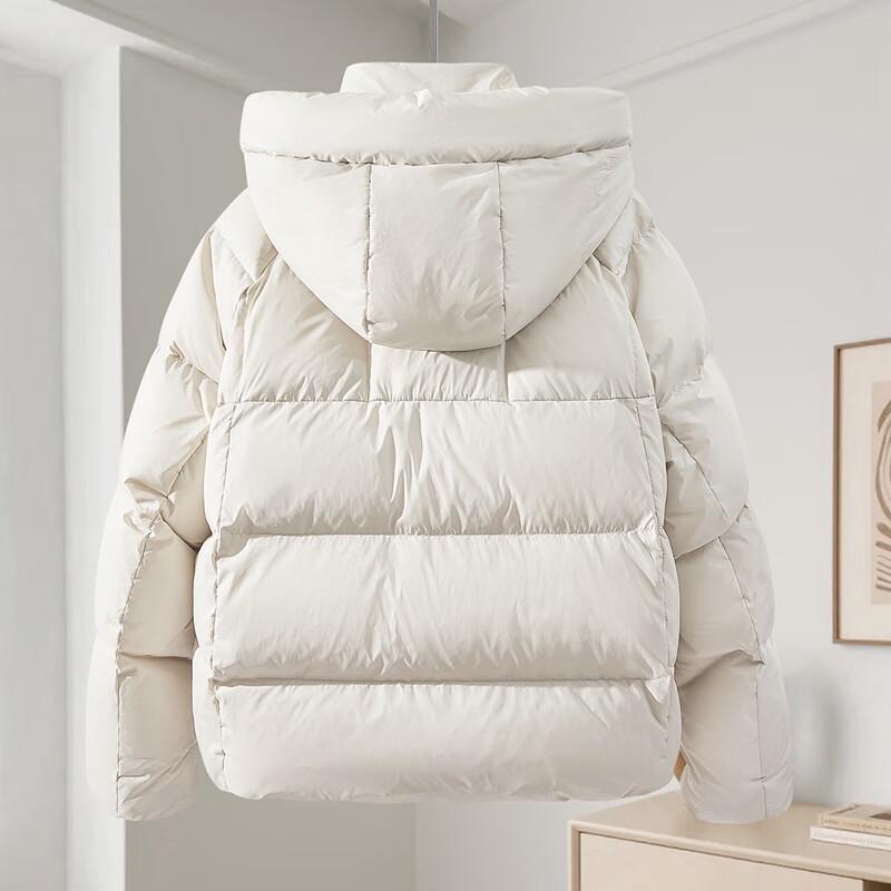 Damen Kapuzen-Pufferjacke mit lockerem Schnitt, 90% Entendaunen