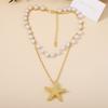 Light Luxury High-end Imitation Pearl Double-layer Stacking Wearing Starfish Necklace Fashionable Versatile Vacation Style Niche Does Not Collide