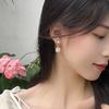 1 Pair Women Earrings Camellia Shape Faux Pearl Design Show Unique Charm Alloy Mini Flower Style Elegant All-Match Drop Earrings for Dating