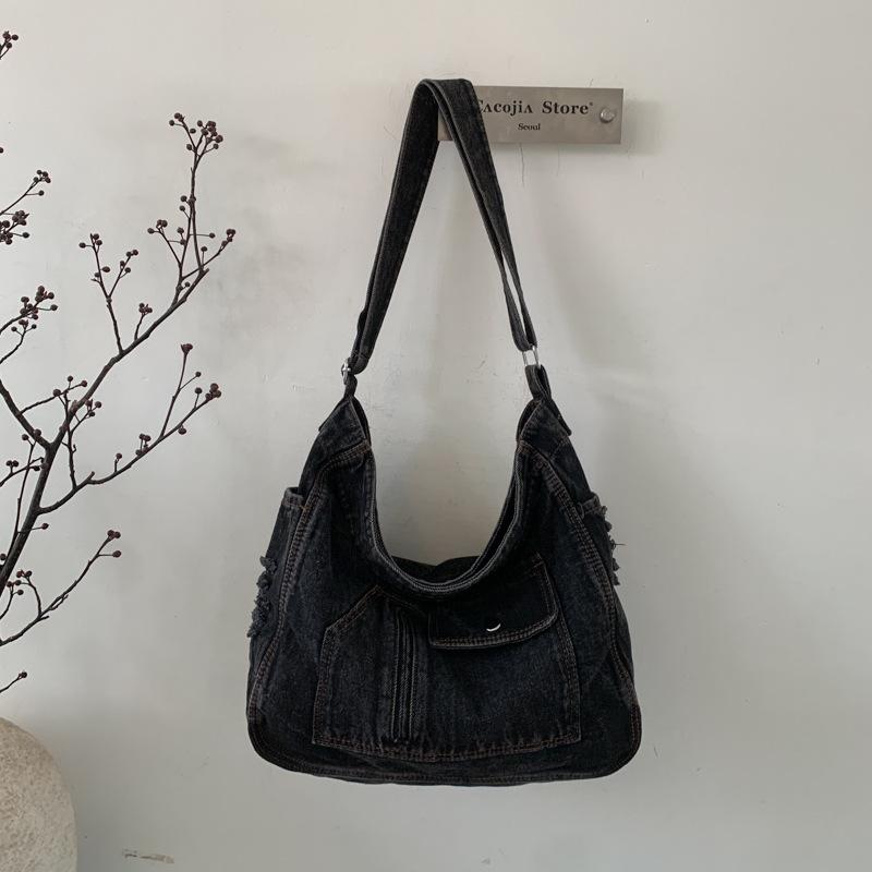 New Denim Shoulder Bag Large Capacity Messenger Bag Tote Bag Commuter Bag Student Bag Tutoring Bag