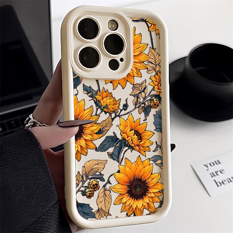 Daisy Flower Silicone Phone Case For iPhone 13 Case iPhone 11 12 14 15 16 Pro Max XR X XS 7 8 Plus SE 2 3 Soft Shockproof Cover